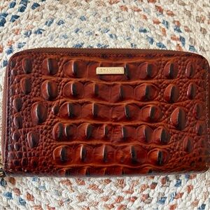 Brahmin Brown Croc-Embossed Zip Wallet